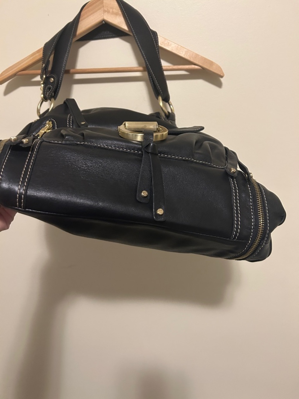 Brio! Black 100% Leather Hobo Shoulder Bag - NWOT - Picture 6 of 12